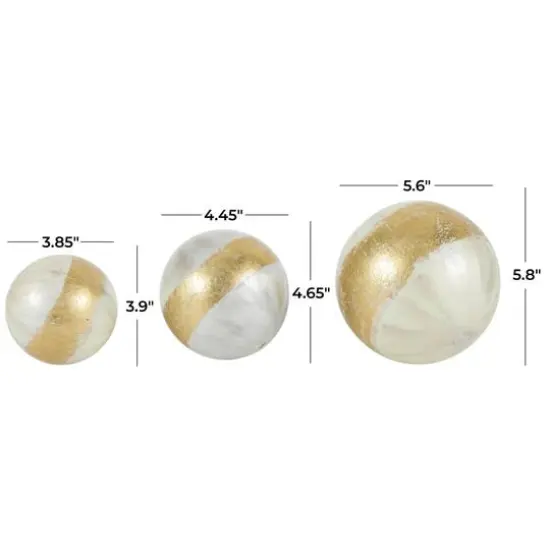 White with Gold Stripe Abstract Brushed Decorative Orbs & Vase Filler Set {14}