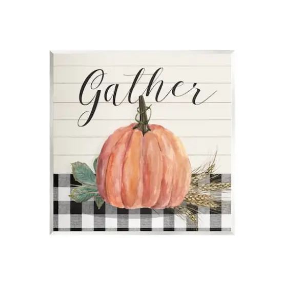 Stupell Industries Gather Seasonal Botanical Pumpkin Wall Plaque Art {1}