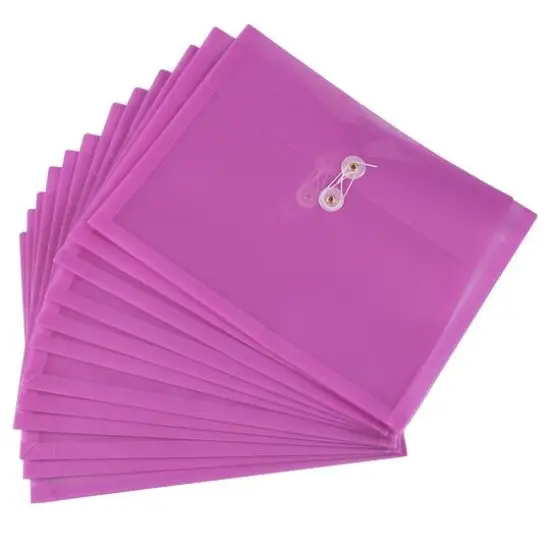 JAM Paper Letter Booklet Plastic Envelopes with Button & String Tie Closure, 12ct. Lavender Purple {7}