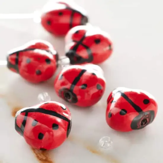 Red Ladybug Ceramic Beads, 17mm by Bead Landing&trade; {3}