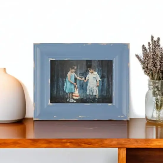 DII&reg; Antique Stonewash Blue Distressed 5" x 7" Farmhouse Picture Frame {1}