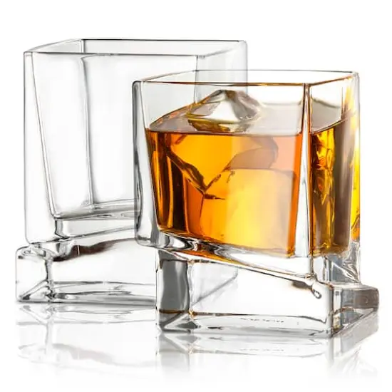 JoyJolt&reg; Carre Square Heavy Base Crystal Whiskey Glasses, 4ct. {4}