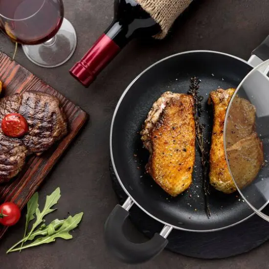 Oster Clairborne 10.25" Charcoal Gray Aluminum Saut&eacute; Pan with Lid {8}