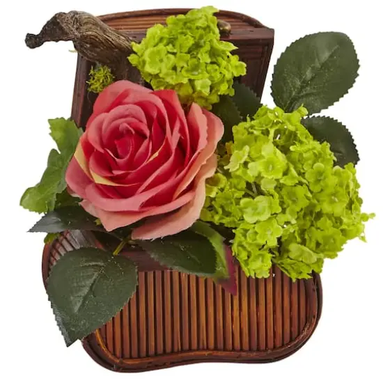 Rose and Mini Greenery Silk Arrangement in Wooden Chests (Set of 3) {3}