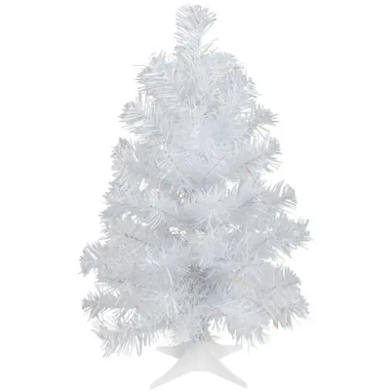 18" Unlit White Iridescent Spruce Artificial Christmas Tree {1}