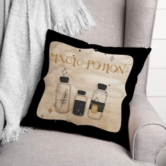 Magic Potion Bottles 2 18" x 18" Throw Pillow {3}