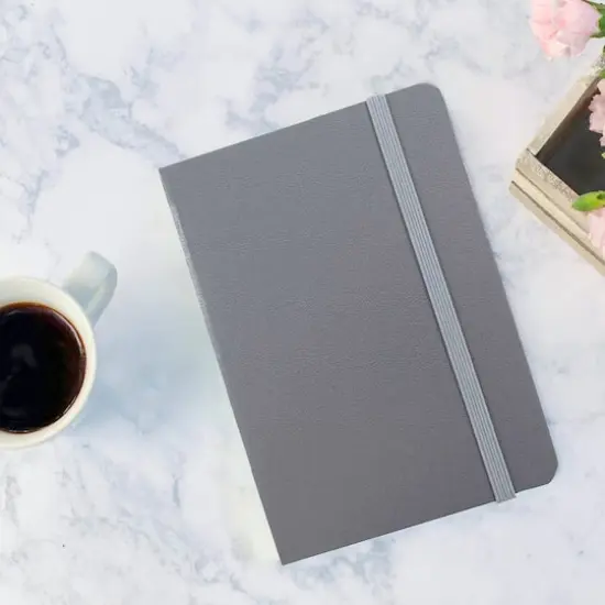 JAM Paper Large Hardcover Notebook with Elastic Band Grey {6}