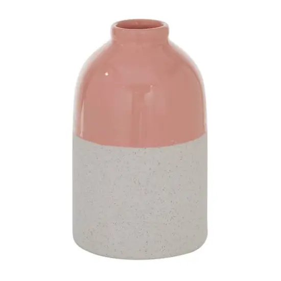 Pink Ceramic Modern Vase, 10" x 6" x 6" {1}