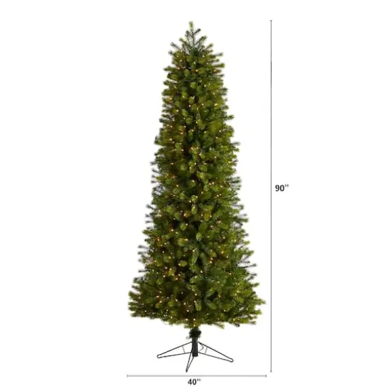 7.5ft. Pre-Lit Slim Colorado Mountain Spruce Artificial Christmas Tree, Multifunction White Micro LED Lights {11}