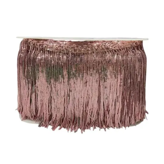 6.5" Sequin Fringe Trim by Celebrate It&reg; Light Pink {4}