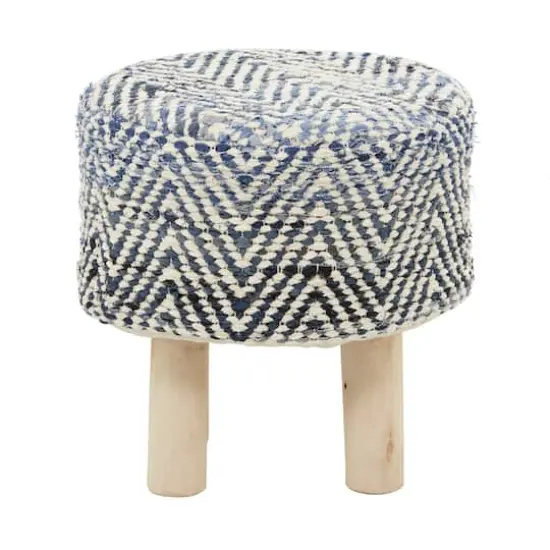 Blue Wood Bohemian Stool, 16" x 16" x 17" {6}
