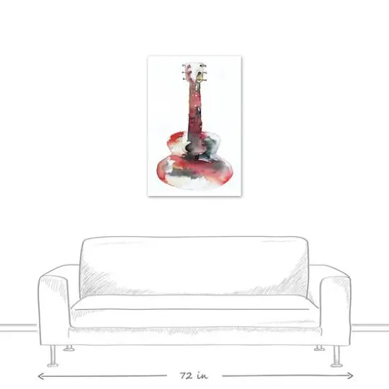 Watercolor Guitar 24" x 36" Canvas Wall Art {4}