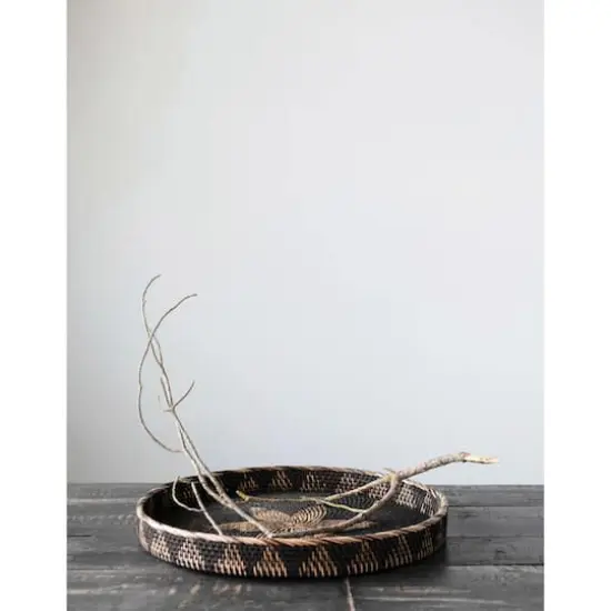 Hello Honey&reg; Decorative Hand-Woven Rattan Tray With Flower Design {3}