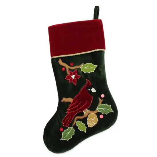 20" Cardinal Applique Christmas Stocking {8}