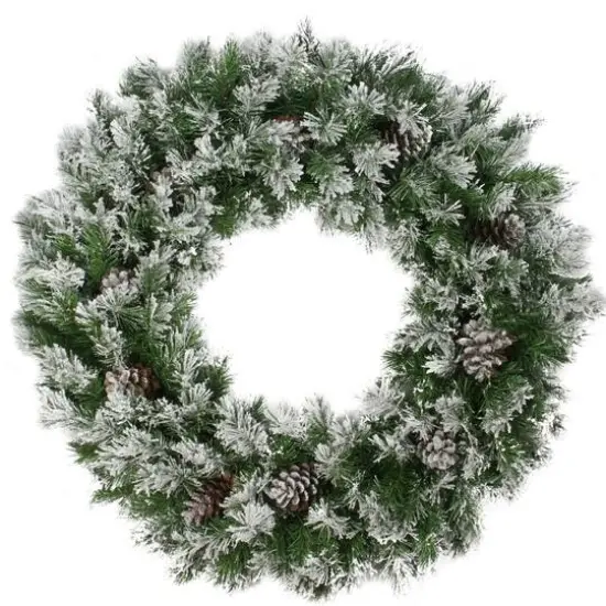 36" Snowy Flocked Angel Pine with Pinecones Artificial Christmas Wreath {1}