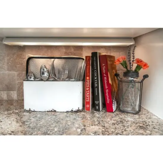 Hello Honey® Distressed White Metal Caddy With 6 Compartments {6}