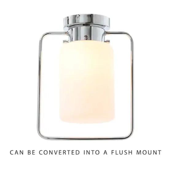 Hello Honey&reg; Robert Stevenson Lighting Ezra Metal & Frosted Glass Convertible Ceiling Light Chrome {4}