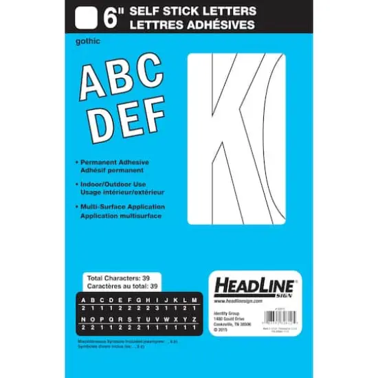 Headline Sign&reg; White Gothic Capital Letters Vinyl Stickers, 6'' {1}