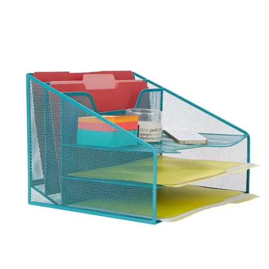 Mind Reader 5-Compartment Desk Organizer Turquoise {7}