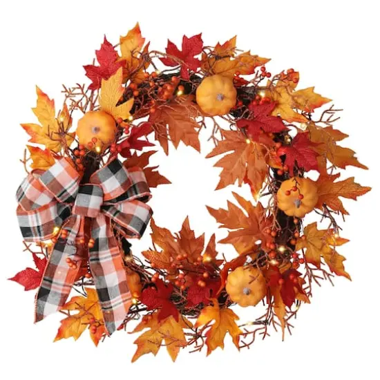 Haute Decor 26" Pre-lit Halloween Plaid Wreath {3}