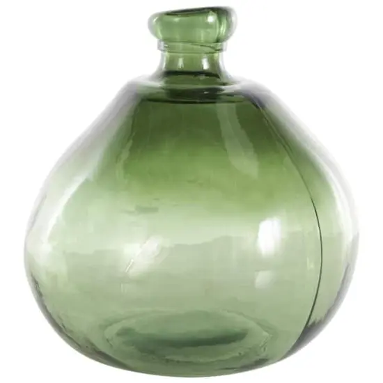 Green Recycled Glass Handmade Wide Ombre Spanish Bottle Vase {5}