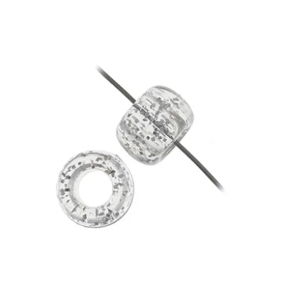 John Bead 9mm Sparkle Pony Beads, 1,000ct. Silver {4}