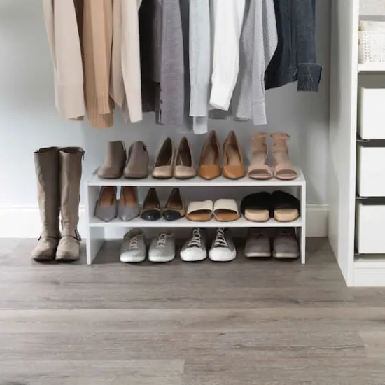 Organize It All White 2 Shelf Stackable Shoe Rack {3}