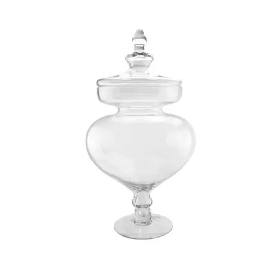 23" Large Transparent Glass Container with Finial Topped Lid {1}