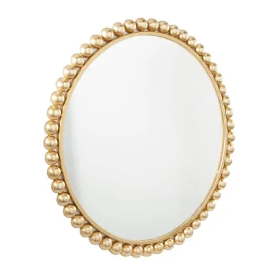 CosmoLiving by Cosmopolitan Gold Metal Wall Mirror with Bead Detailing 36" x 1" x 36" {3}