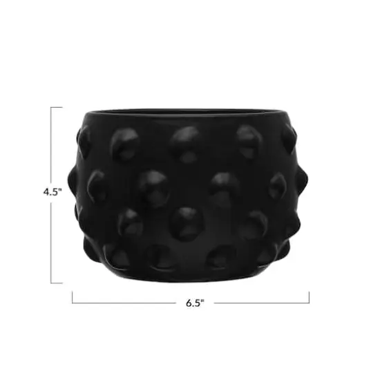 Hello Honey&reg; 6.5" Black Terracotta Planter with Raised Dot Design {5}