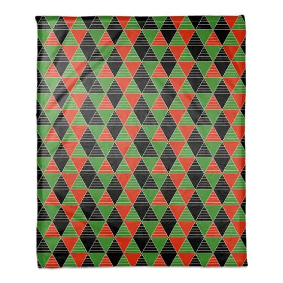 Geometric Kwanzaa Pattern Coral Fleece Blanket {1}