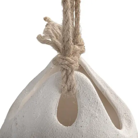 Hello Honey&reg; 9.5" White Distressed Volcano Finish Hanging Stoneware Planter with Jute Rope Hanger {10}