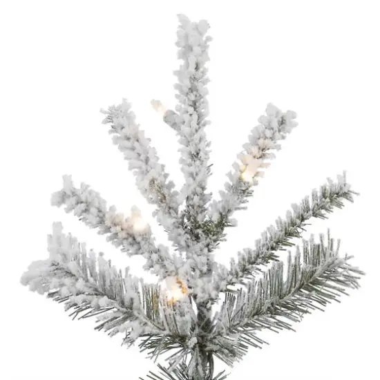 8.5ft. Pre-Lit Slim Flocked Sierra Fir Artificial Christmas Tree, Pure White Dura-Lit® LED Lights {3}