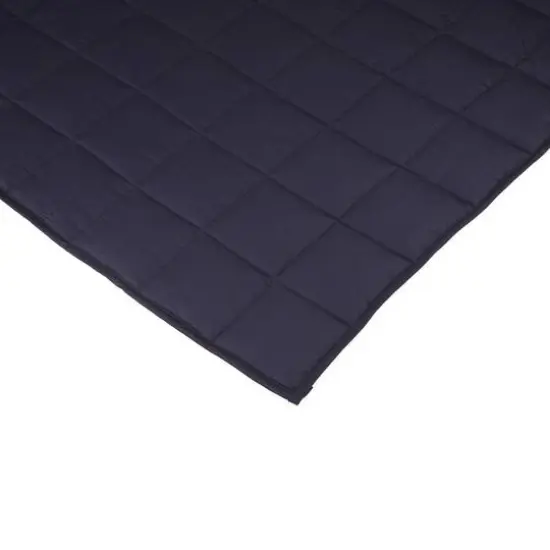 Glitzhome&reg; Navy Blue Cotton Shell Quilted Weighted Blanket with Polyester Filling {5}