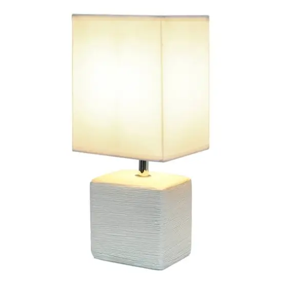Simple Designs Stone Table Lamp with White Shade Off White {5}