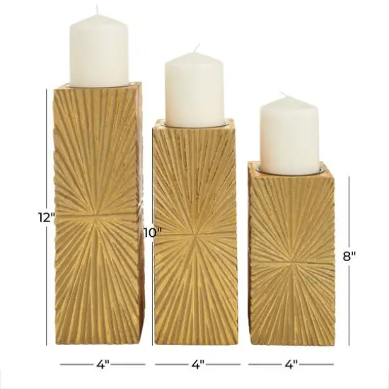 CosmoLiving by Cosmopolitan Gold MDF Contemporary Candle Holder, 12" x 10" x 8" {6}