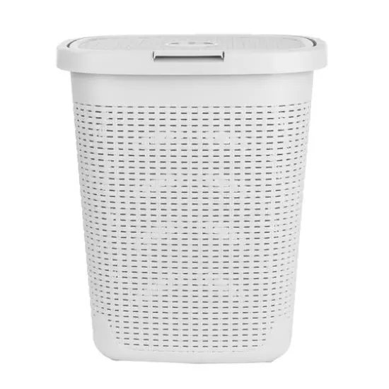 Mind Reader 21'' Hamper Laundry Basket with Cutout Handles White {8}