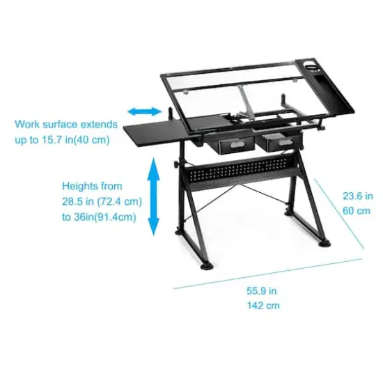 Metal & Glass Artist Table by Artist's Loft&reg; Black {5}