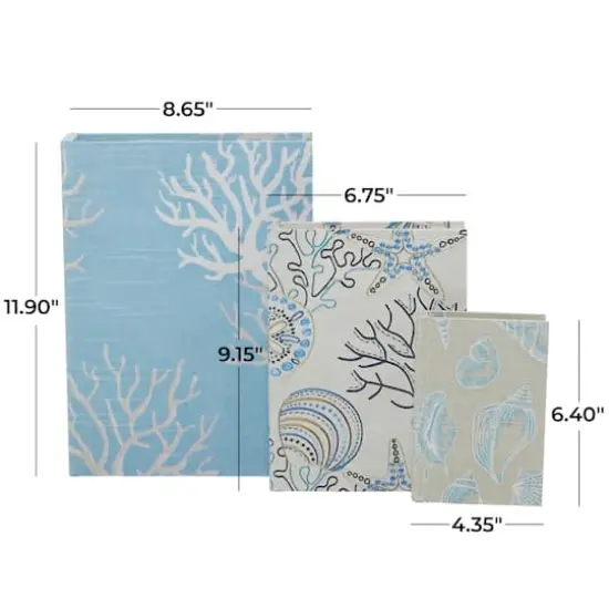 Light Blue Nature Print Canvas Faux Book Box Set {5}