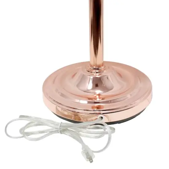 Lalia Home Torchiere Floor Lamp with 2 Reading Lights Rose Gold/White Shades {10}