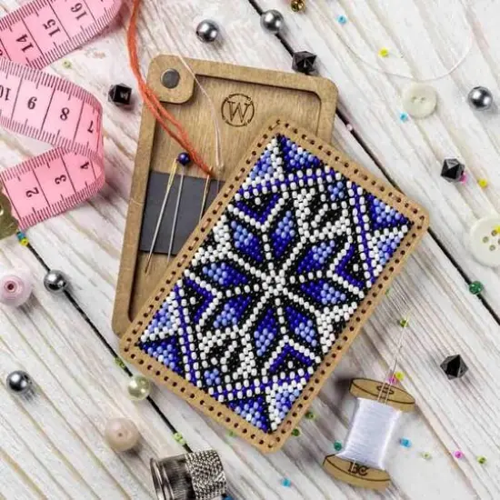 Wonderland Crafts Blue Bead Embroidery Needle Box Kit {3}