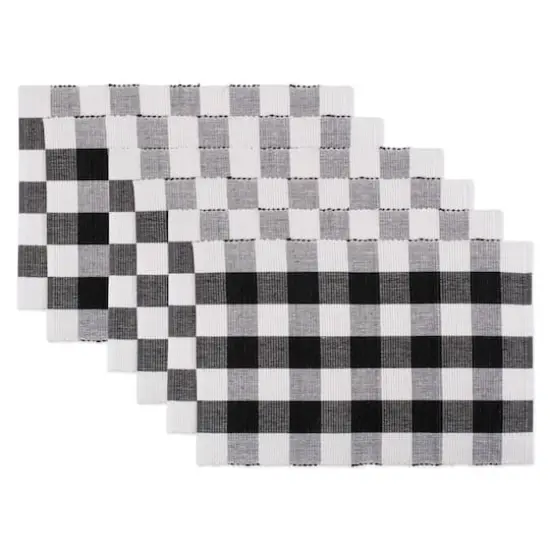 DII&reg; Buffalo Check Ribbed Placemat, 6ct. Black/White {1}