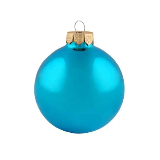 Whitehurst 6 Pack 4" Shiny Glass Ball Ornaments Teal {1}