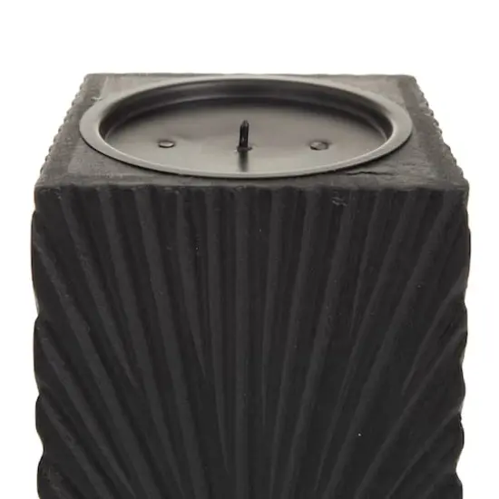 CosmoLiving by Cosmopolitan Black MDF Contemporary Candle Holder, 12" x 10" x 8" {4}