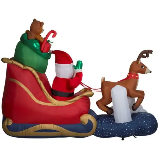 7ft. Animated Airblown® Inflatable Christmas Santa in Sleigh {3}