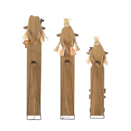Glitzhome&reg; Fall Wood Sacrecrow Family Porch Decor Set {8}