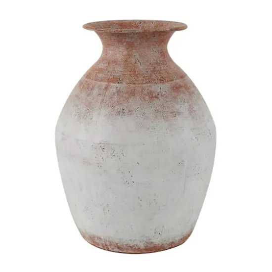 14" White & Rust Distressed Vase {1}