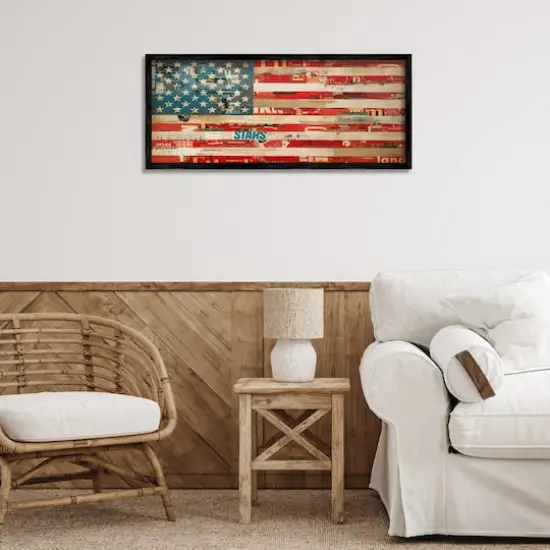Stupell Industries Patriotic Collaged Flag Framed Giclee Art Black {3}