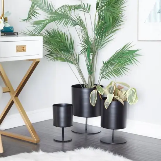 Black Modern Planter, Set of 3" 14", 12", 10" {10}