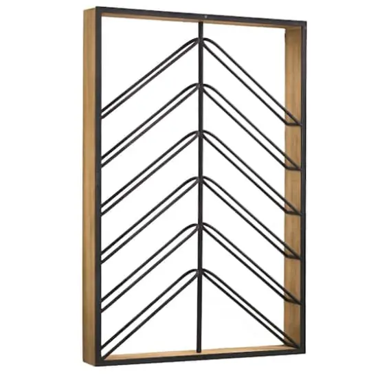 Wood & Metal Wall Mounted Wine Rack {1}